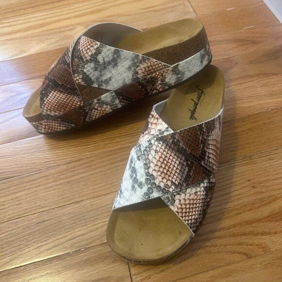 FREE PEOPLE Sidelines Flatform Sandal Slide Sienna Snakeskin size 39(8) NEW - Picture 8 of 13